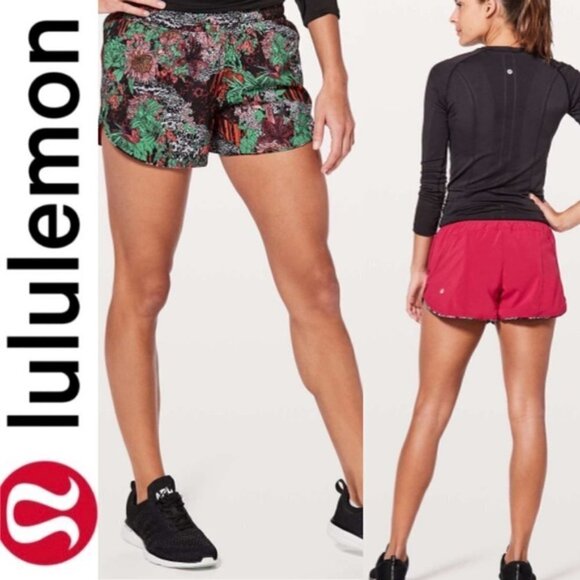 Like NEW Lululemon 4 Choose a Side 3" Athletic Shorts Ruby Red / Zen Floral - Picture 1 of 12